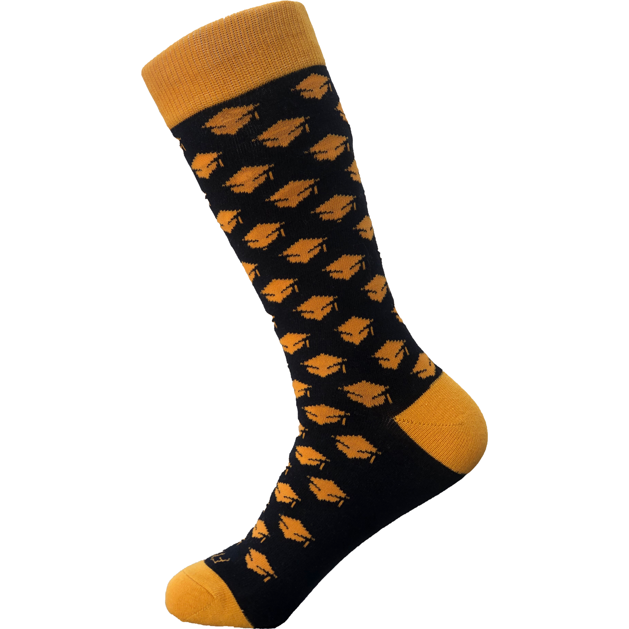 FLI Dress Socks Graduation Cap Black Gold